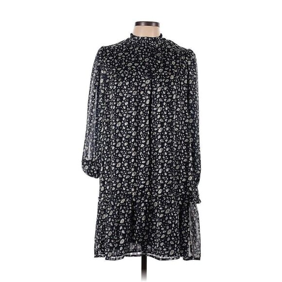 Greylin Dresses & Skirts - Greylin Womens Mockneck Mini Dress L Floral Pleated Modest Fairy Goth Sheer Slee